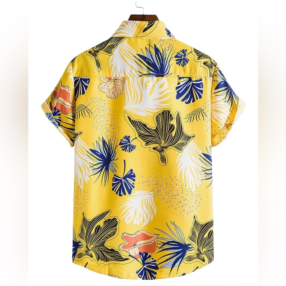 Men's XL Hawaiian Floral Short Sleeve Button Down Shirt - Picture 2 of 5